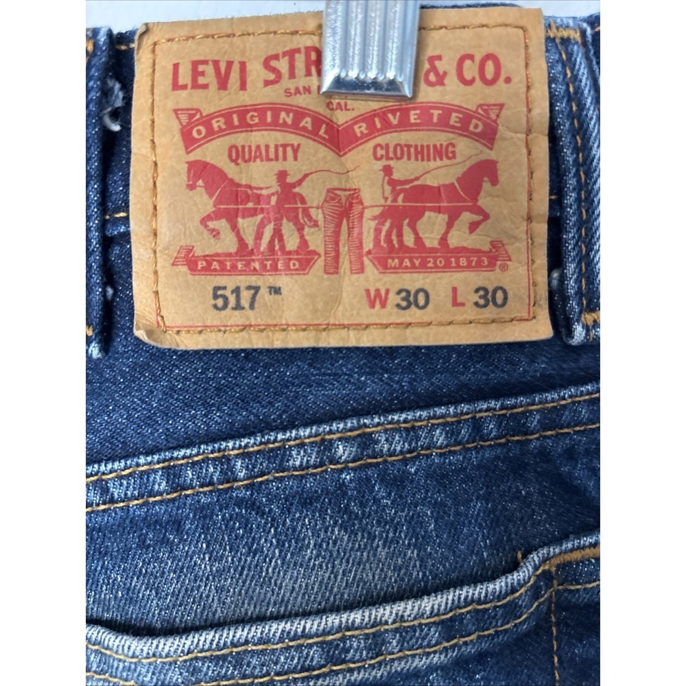 Levi's 517 Bootcut Jeans Mens 30x30 Distressed Hole Fade Western Modern Cowboy - Picture 2 of 13